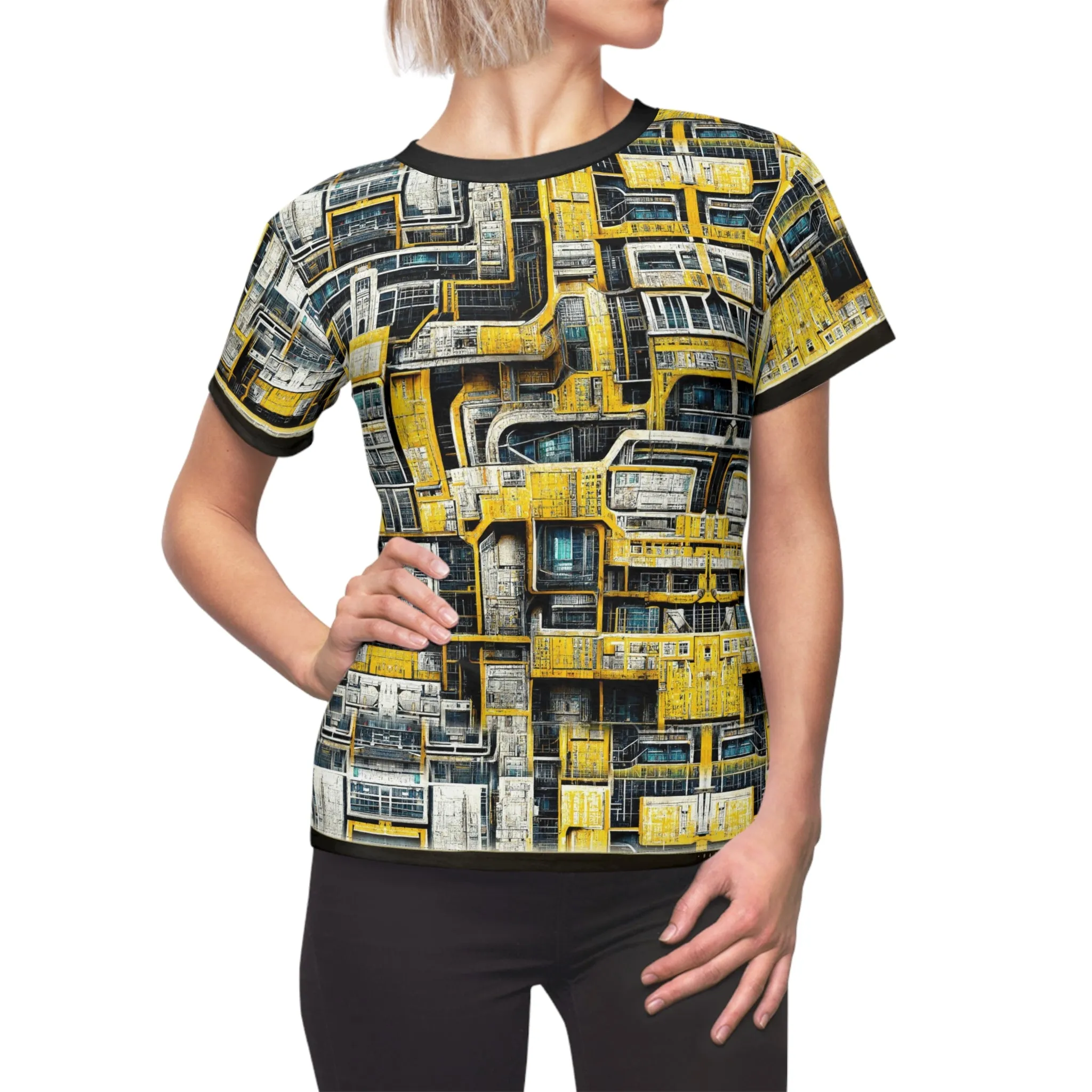 Retro Steampunk T-Shirt Unisex Geometric Print Tee Art Deco Unisex T-Shirt | D20126