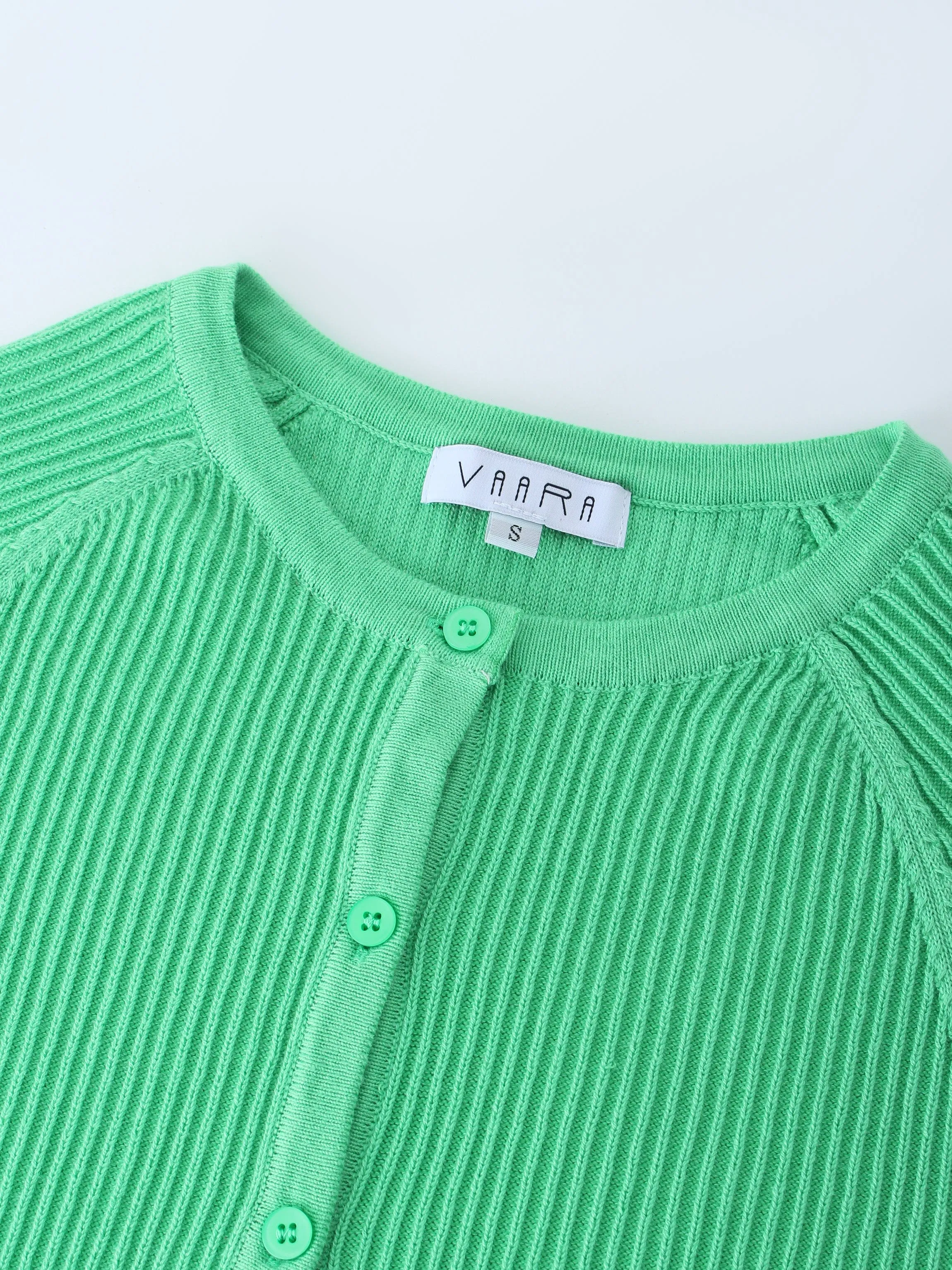 Ribbed Knit Cardigan-Kelly Green