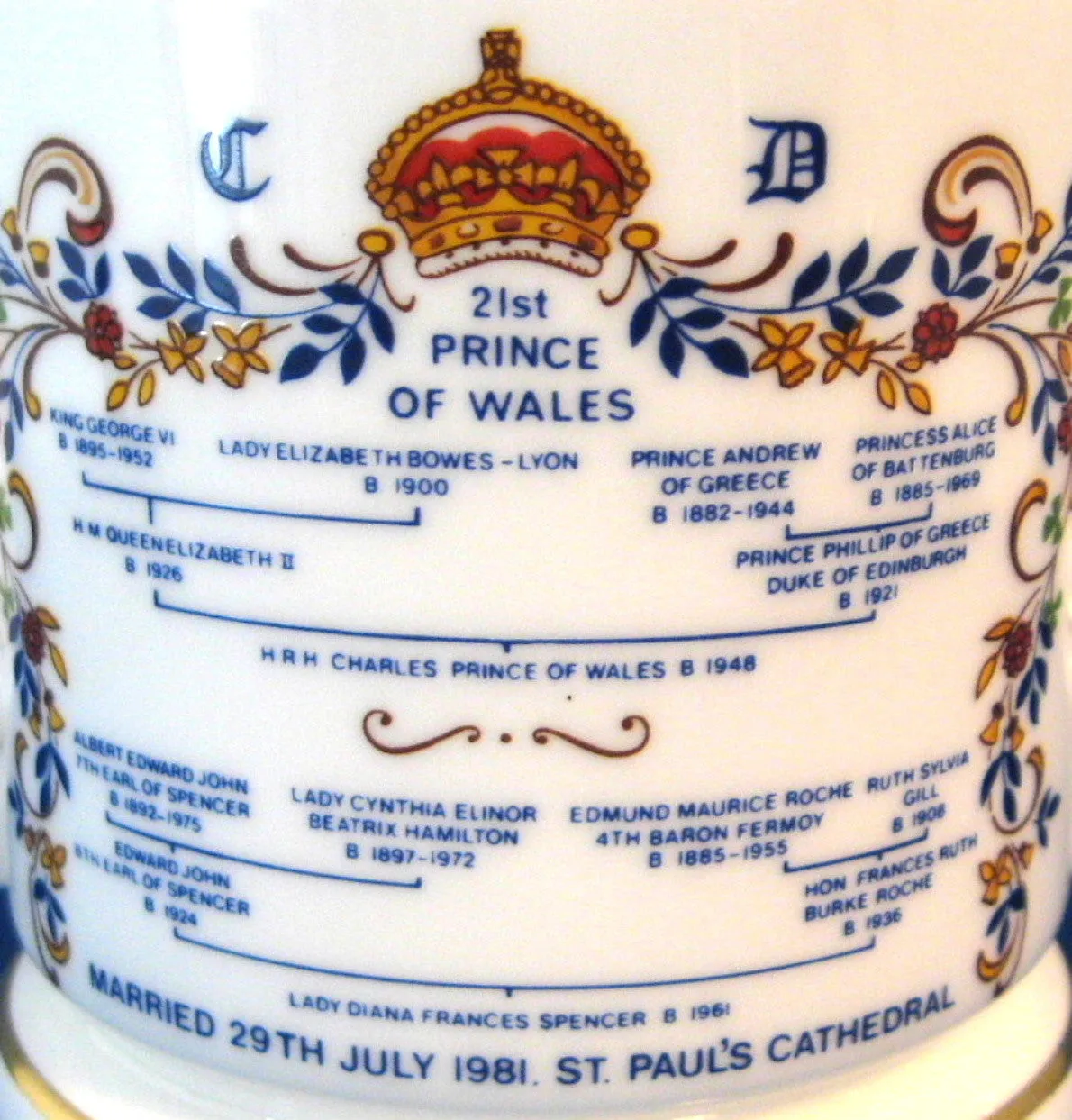 Royal Wedding Mug Charles And Diana Aynsley With Sticker 1981 Royal Commemorative