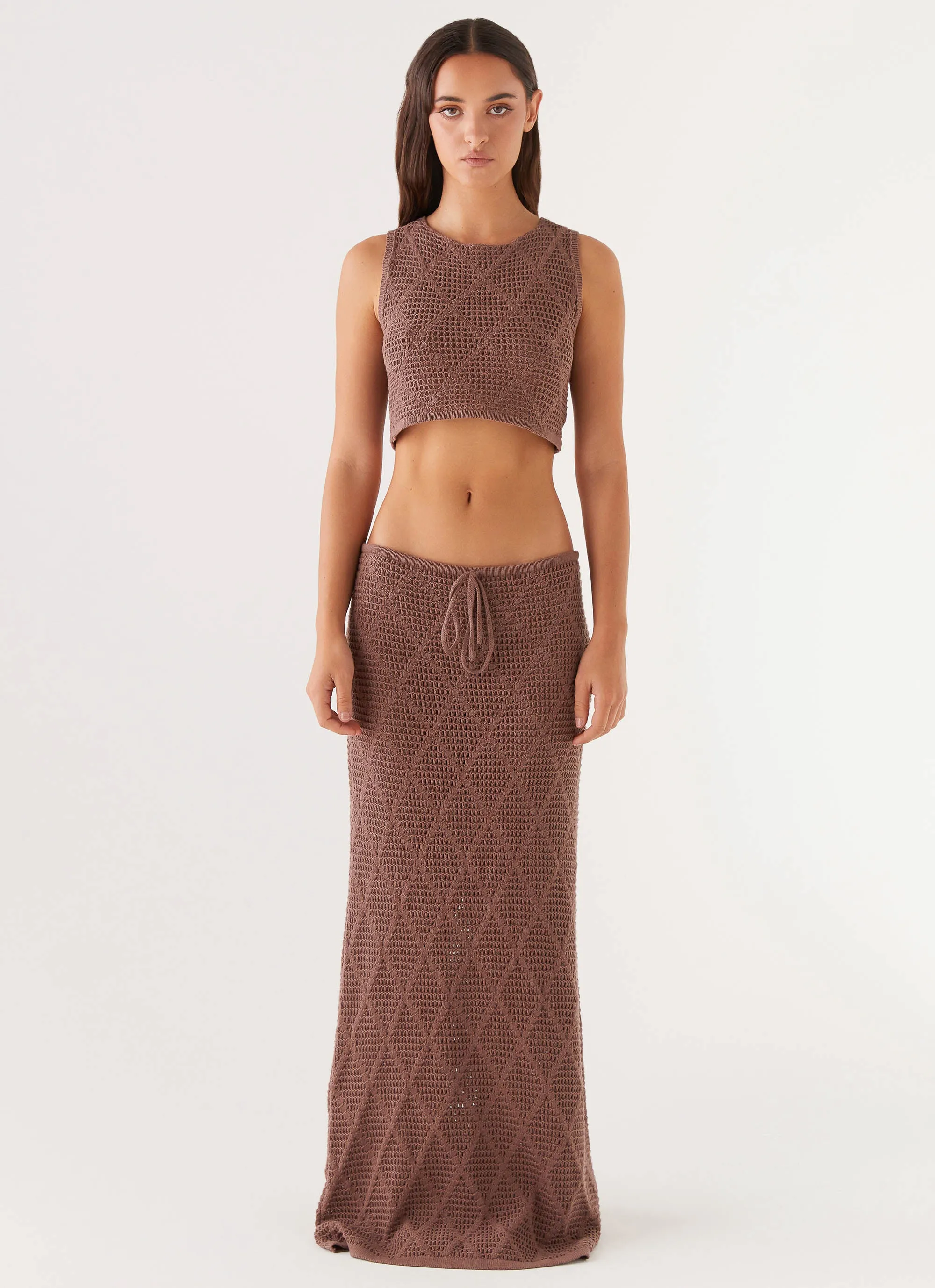 Santonio Crochet Maxi Skirt - Chocolate