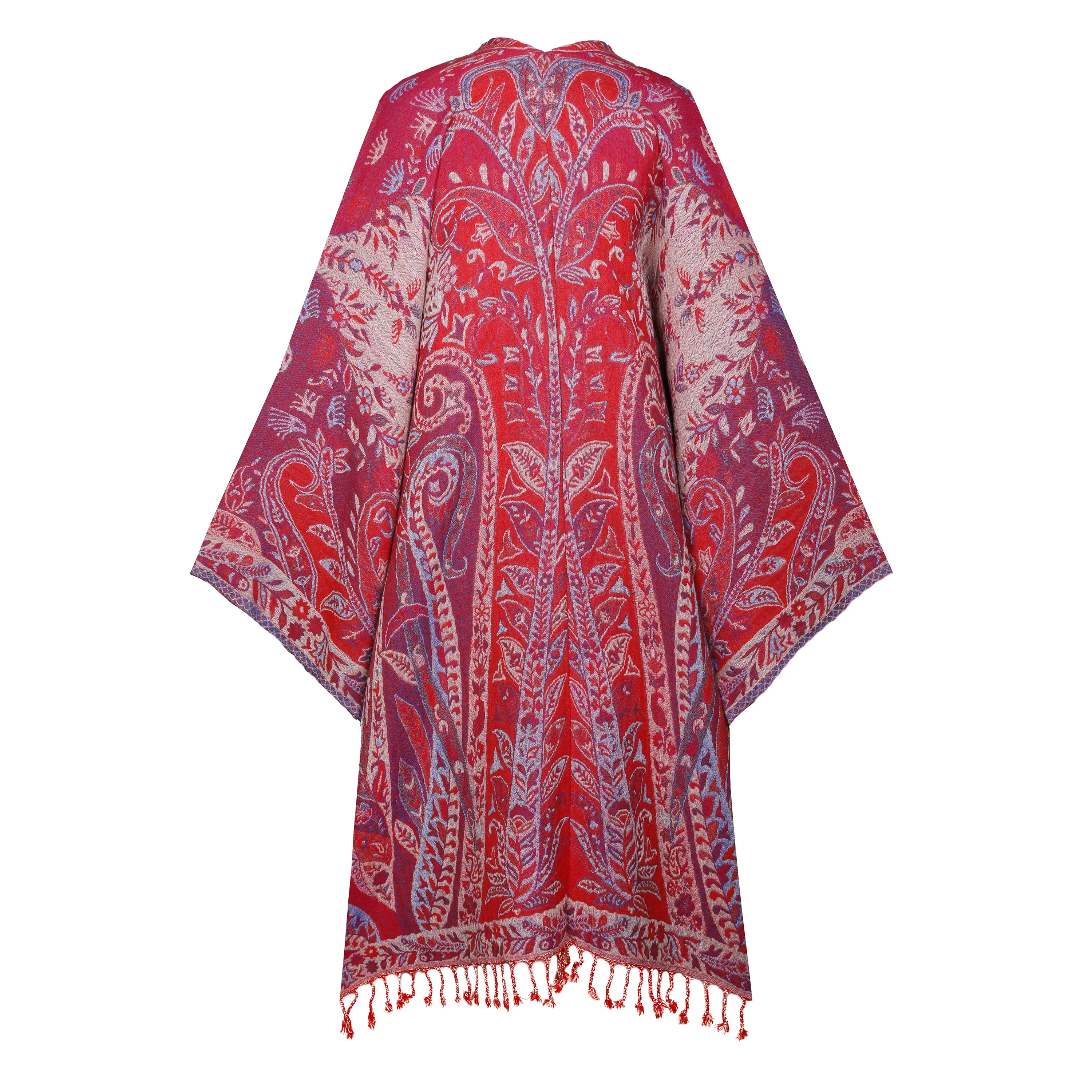 Scarlet Pimpernel Paisley Boiled Wool Kimono Coat