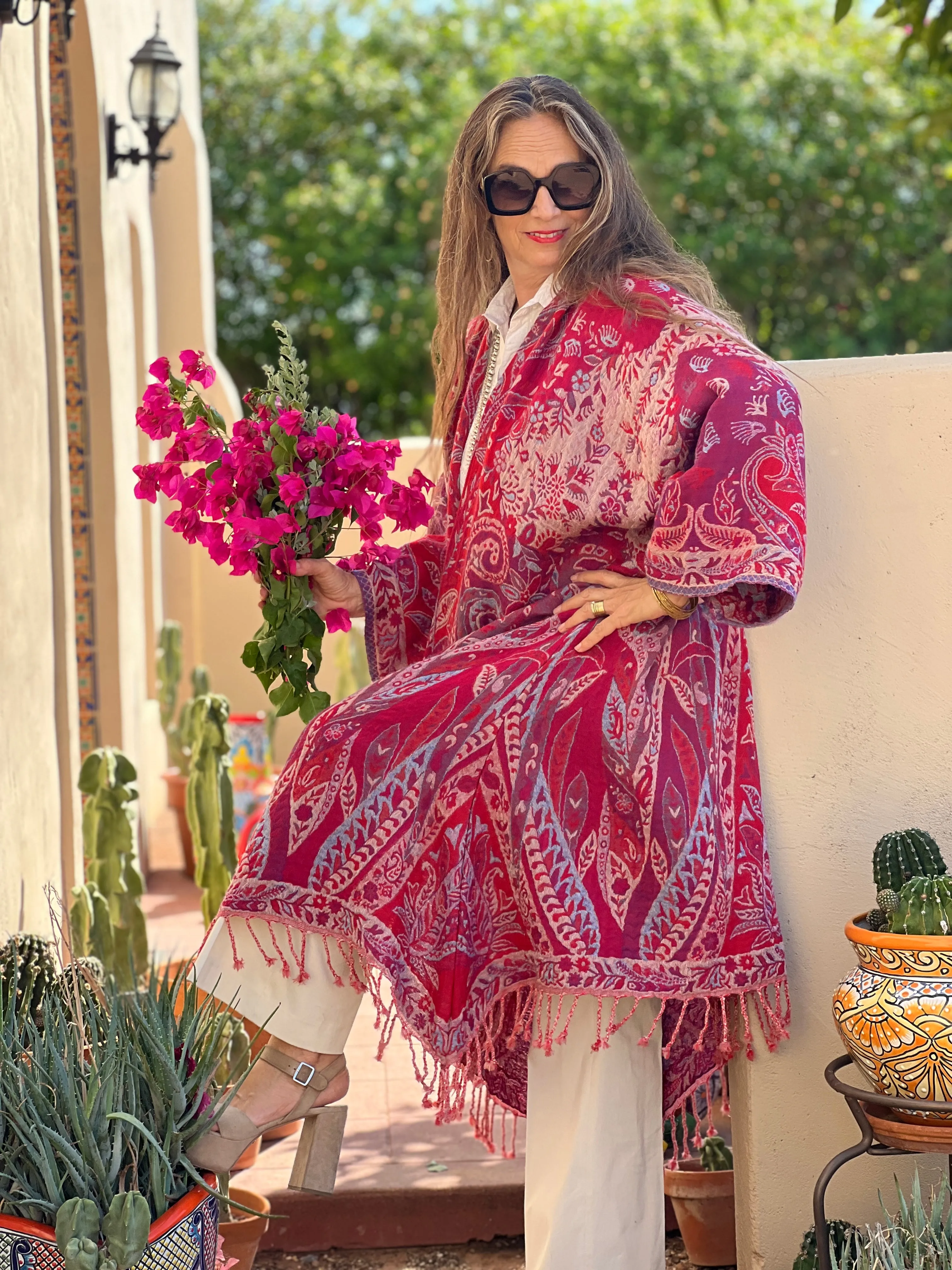 Scarlet Pimpernel Paisley Boiled Wool Kimono Coat