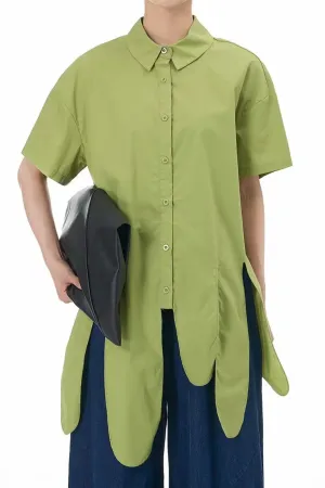 Serene Green Asymmetric Hem Shirt