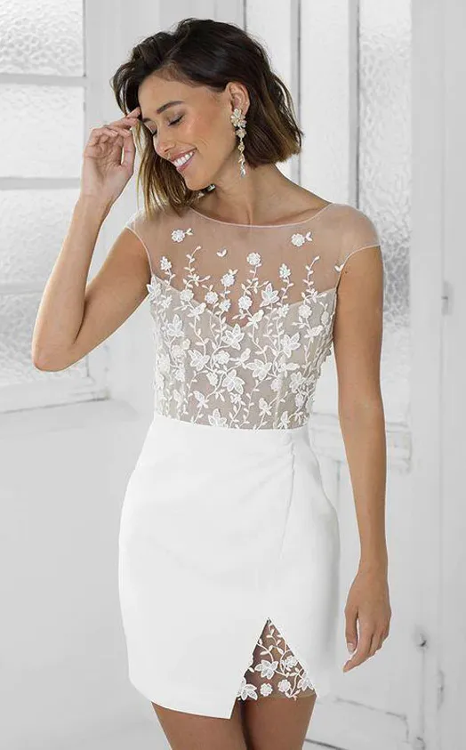 Sheath White Short Homecoming Dress     fg1699