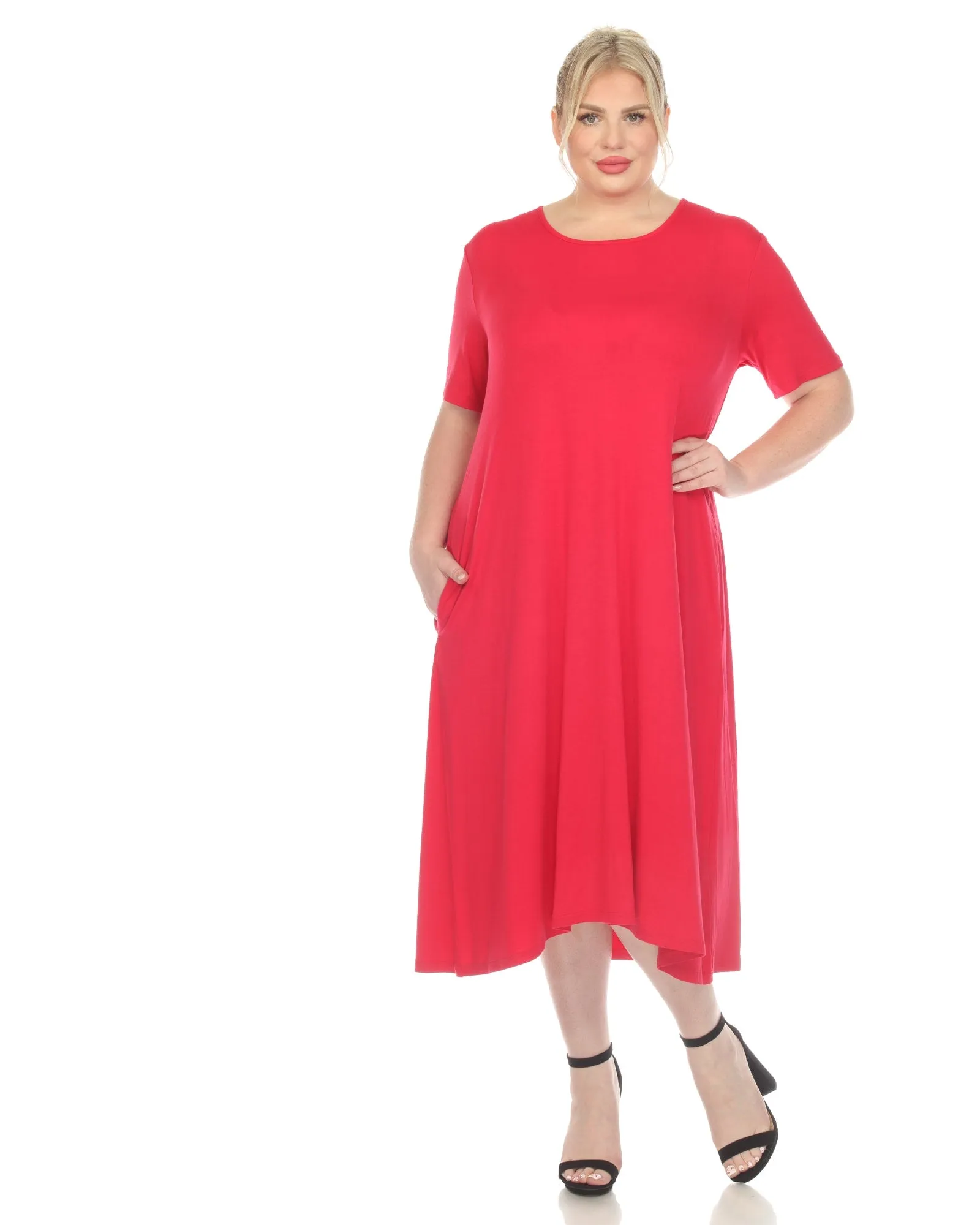 Short Sleeve Midi Dress | Magenta