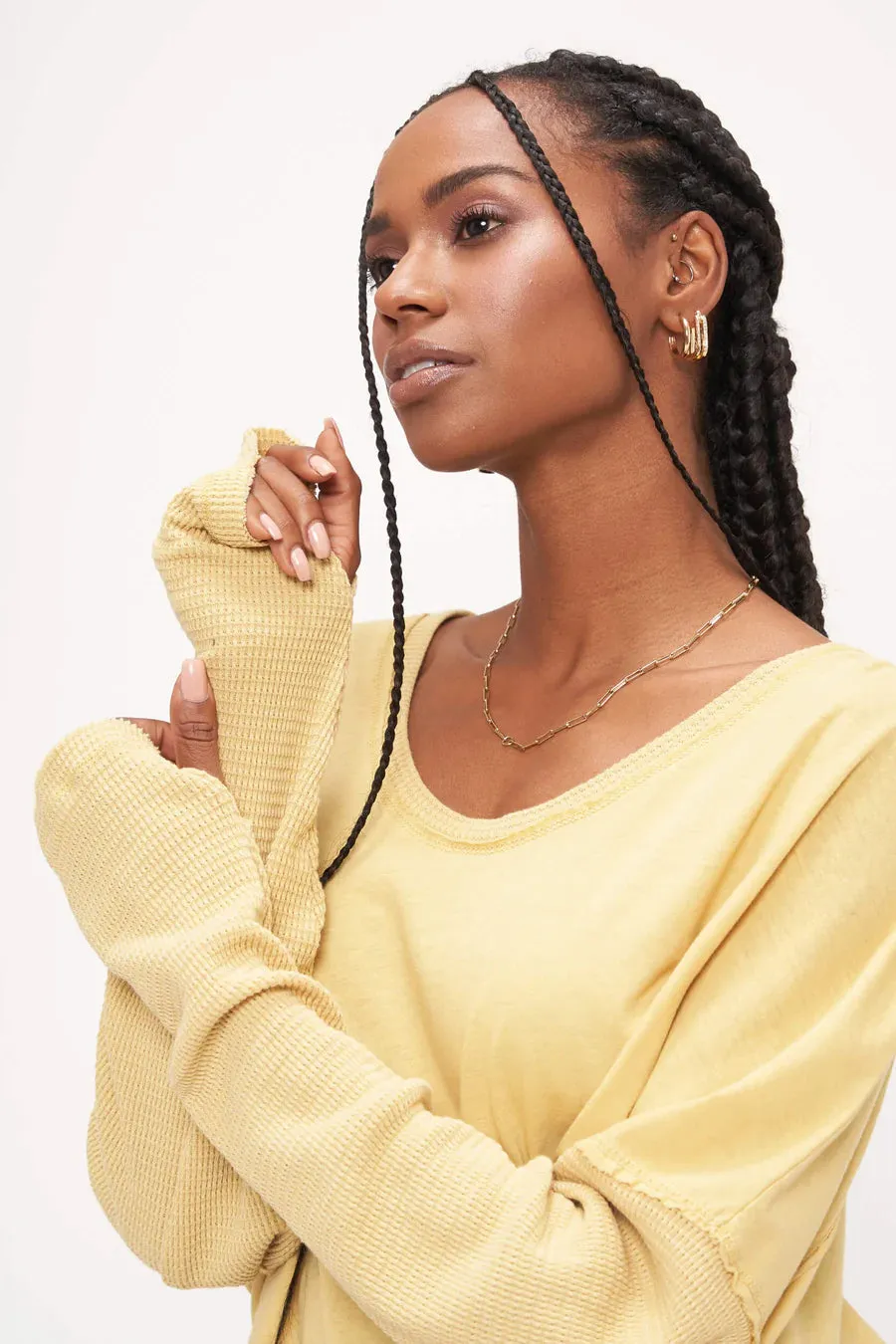 Show Me Love Thumbhole Long Sleeve - DW Sueded Chartreuse