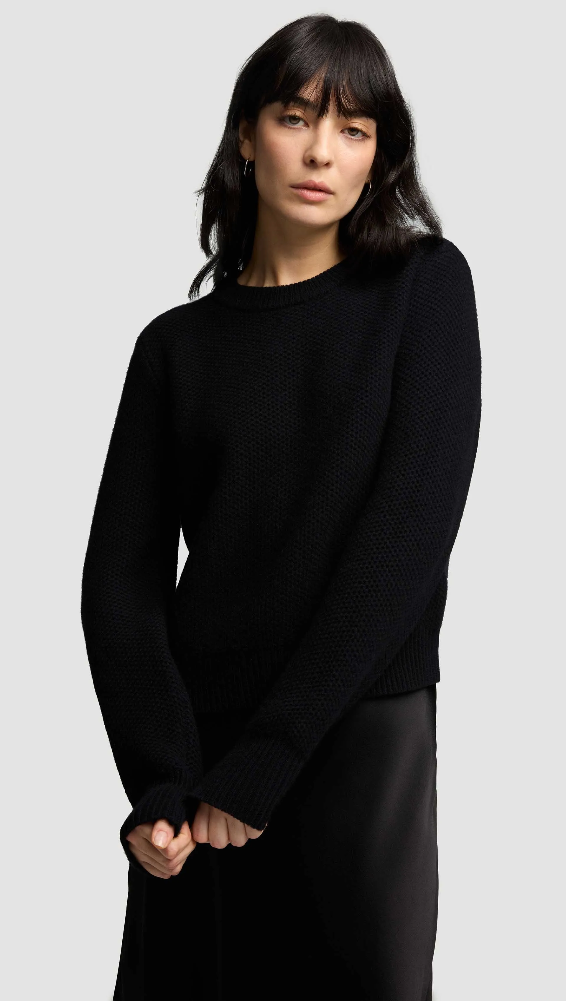 Shrunken Crewneck in Wool Cashmere | Black