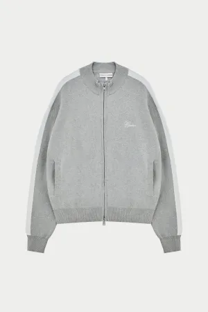 SIDE STRIPE KNITTED TRACK JACKET - GREY MARL