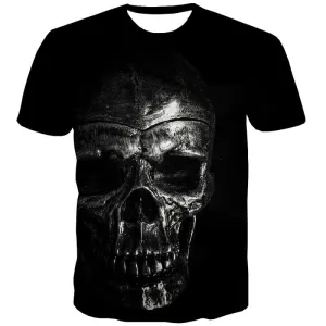 Skull T-shirt Men Metal Tshirts Novelty Terror T shirts Funny Black Tshirts Casual