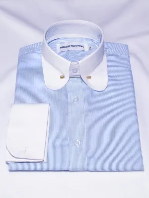 Sky Blue Stripe Penny Pin Collar Shirt