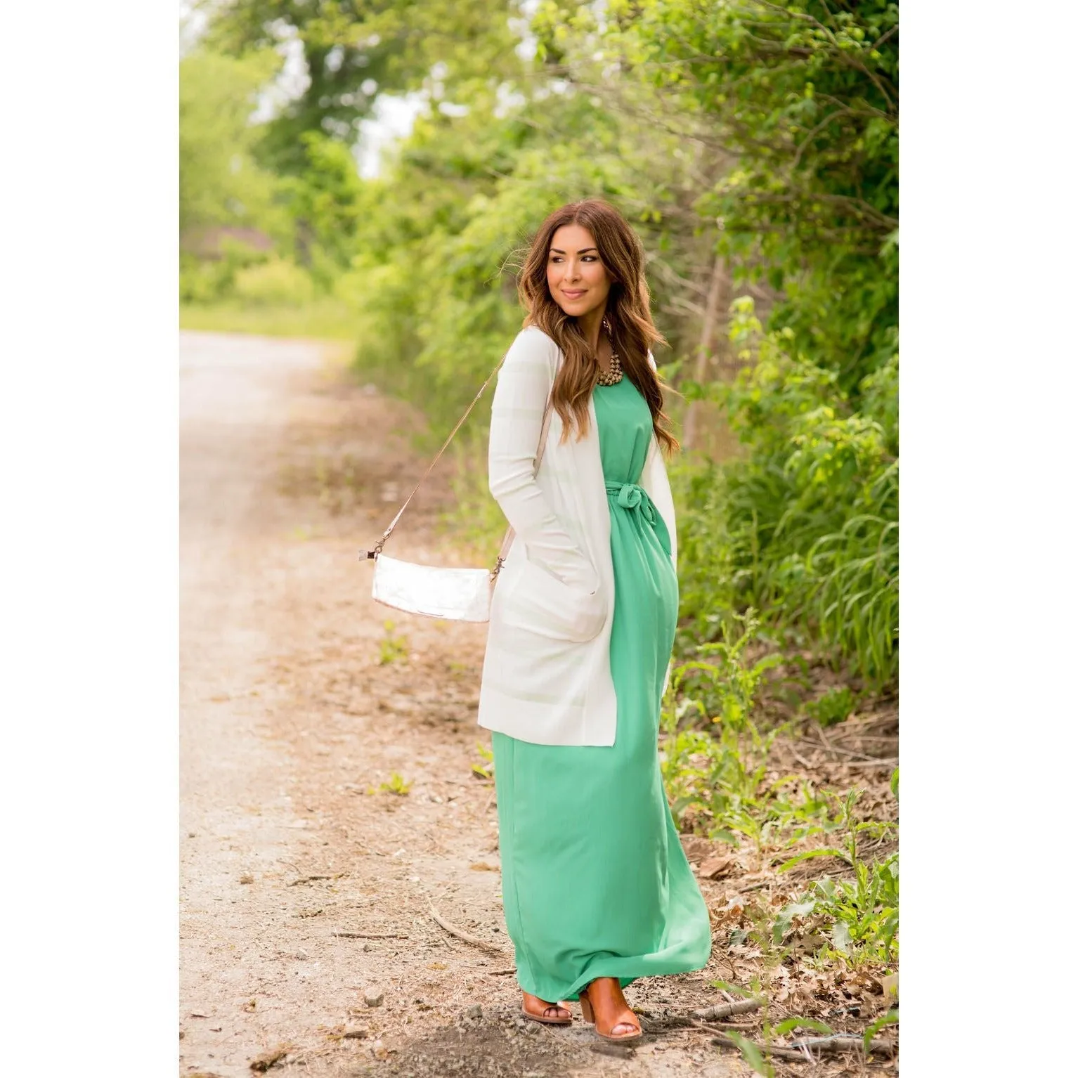 Striped Butter Soft Tunic Cardigan-White