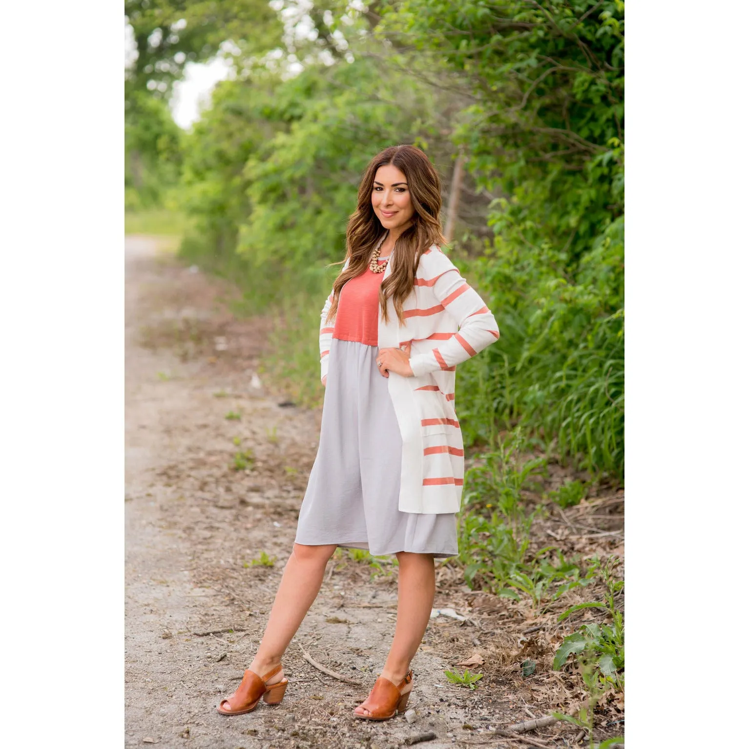 Striped Butter Soft Tunic Cardigan-White