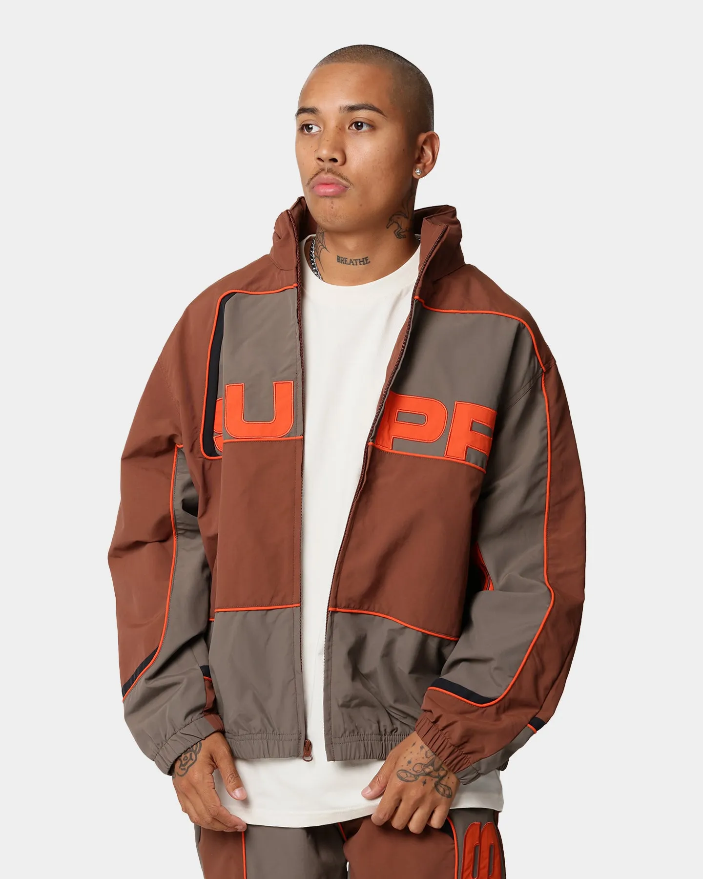 Supreme Panelled Track Jacket Brown