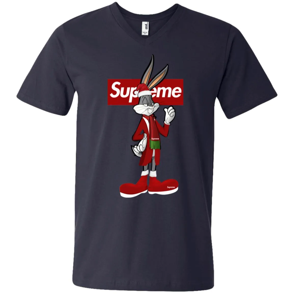 Supreme Rabbit Party T-shirt Men V-Neck T-Shirt