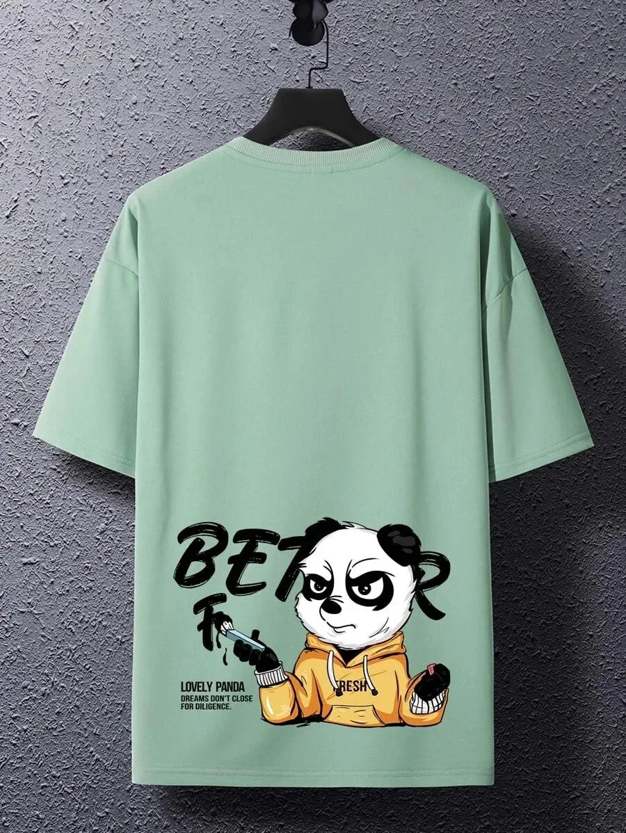 SXV  'Fresh Panda’ Printed Cool Aesthetic Oversized Baggy T-shirt