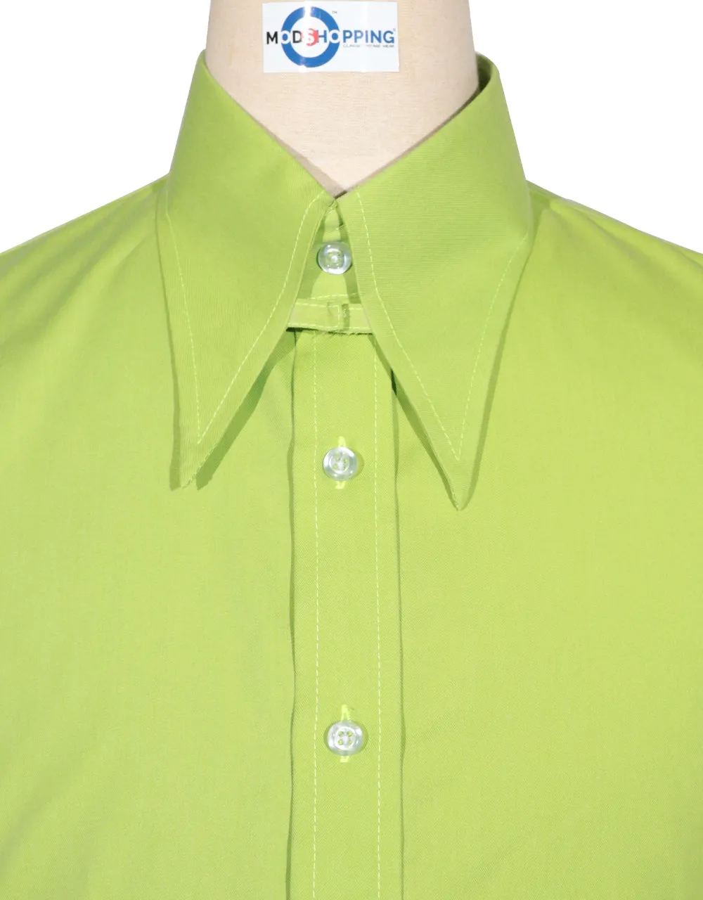 Tab Collar Shirt | Bright Green Tab Collar Shirt