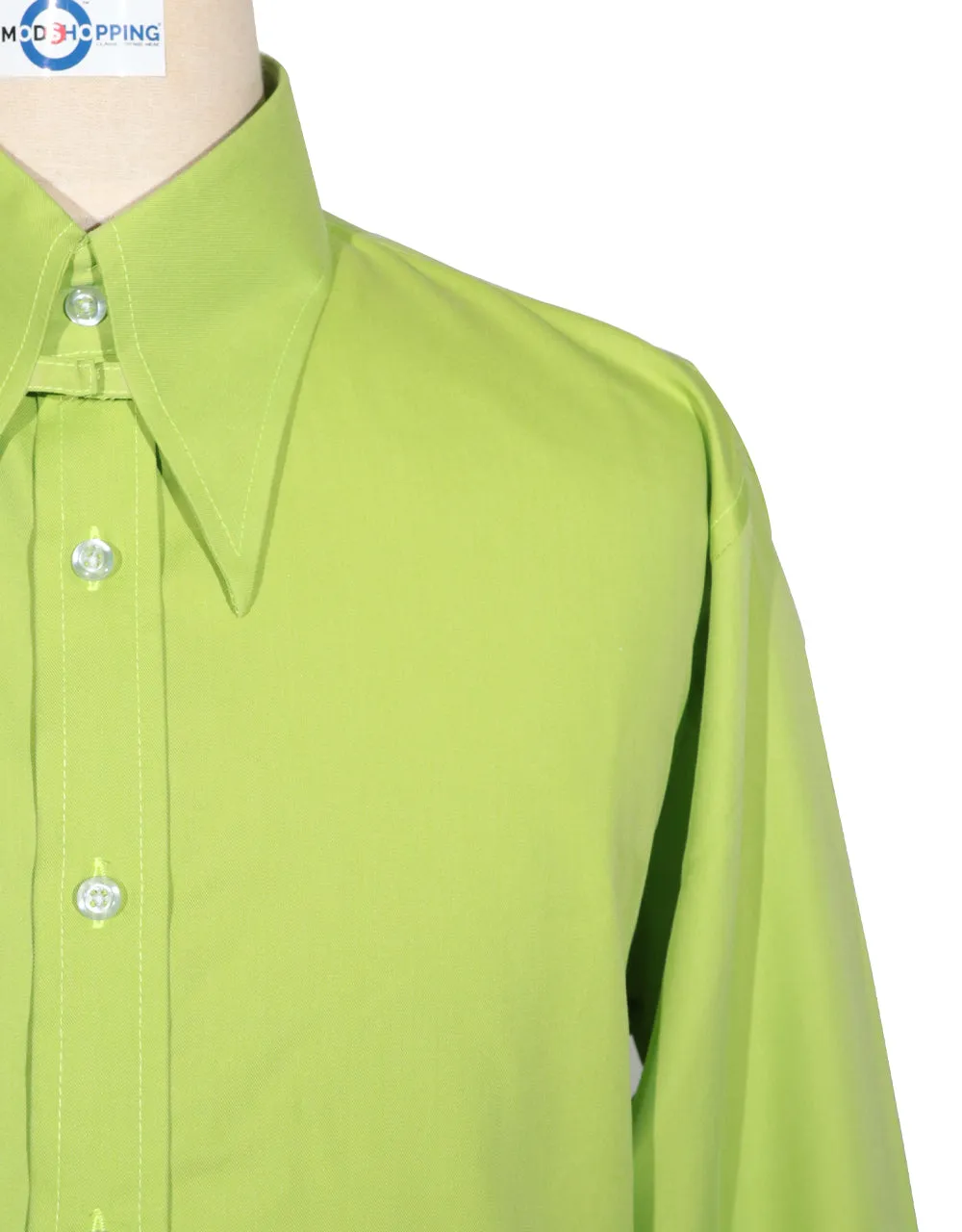 Tab Collar Shirt | Bright Green Tab Collar Shirt