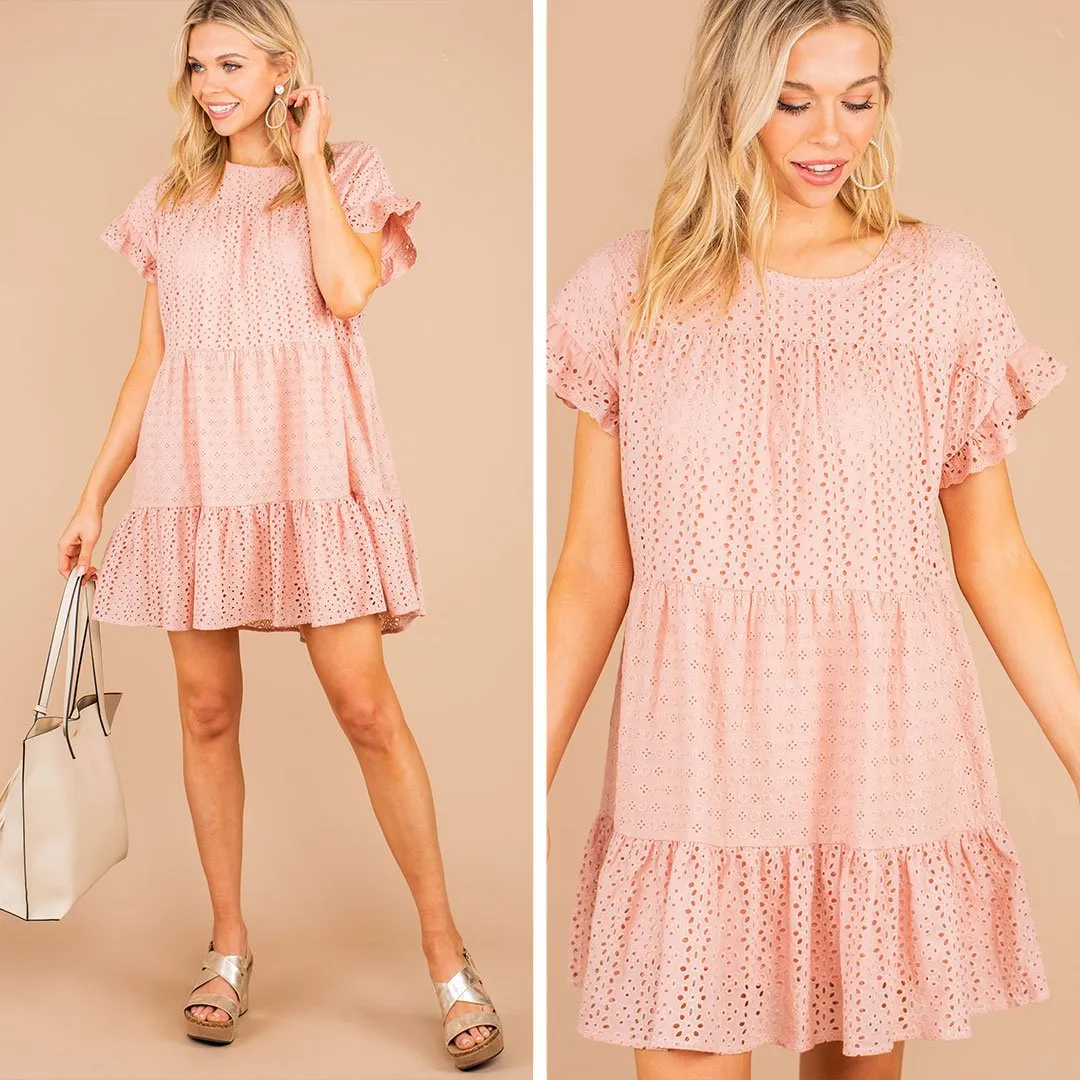 Talk About Sweet Blush Pink Eyelet Dress