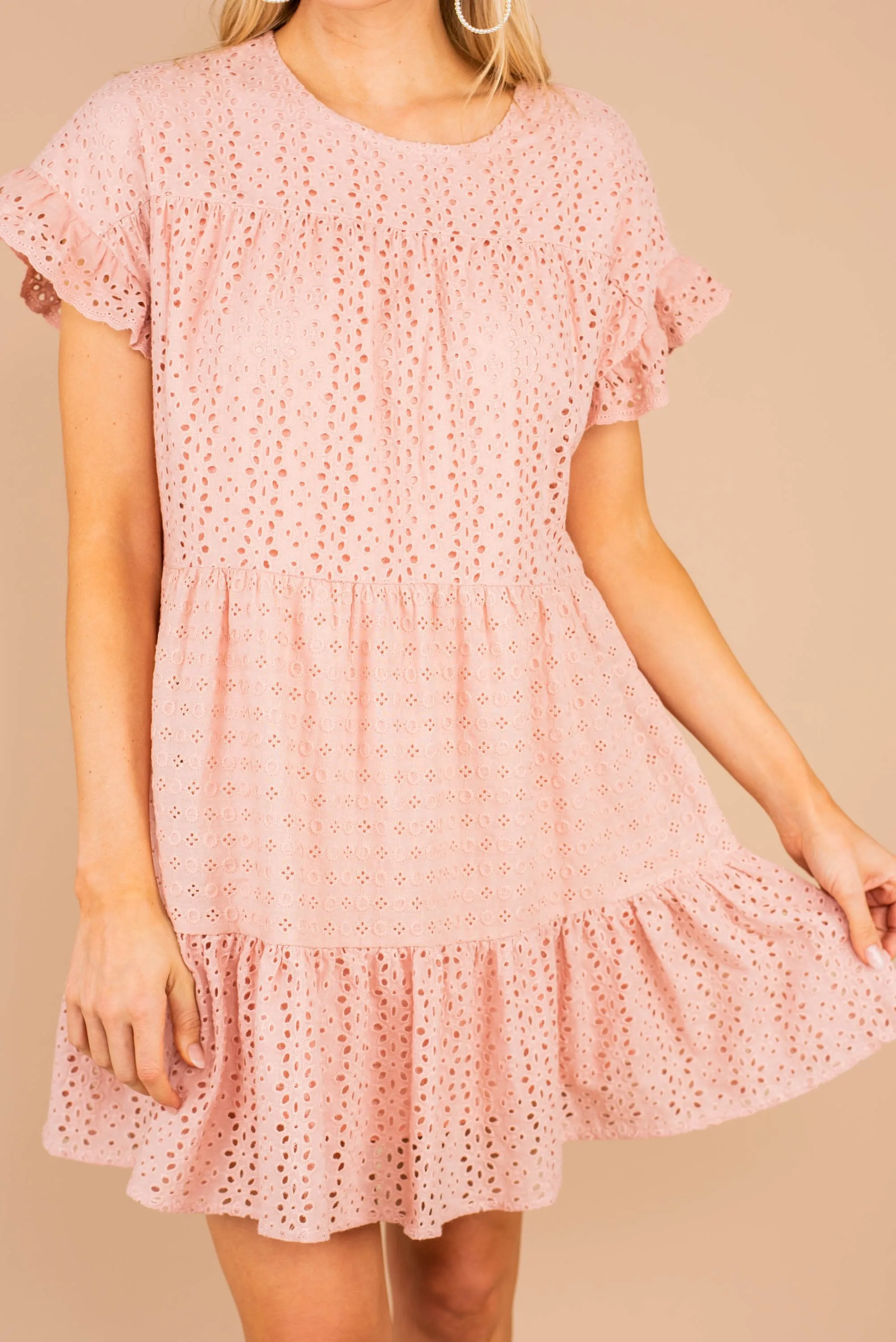 Talk About Sweet Blush Pink Eyelet Dress