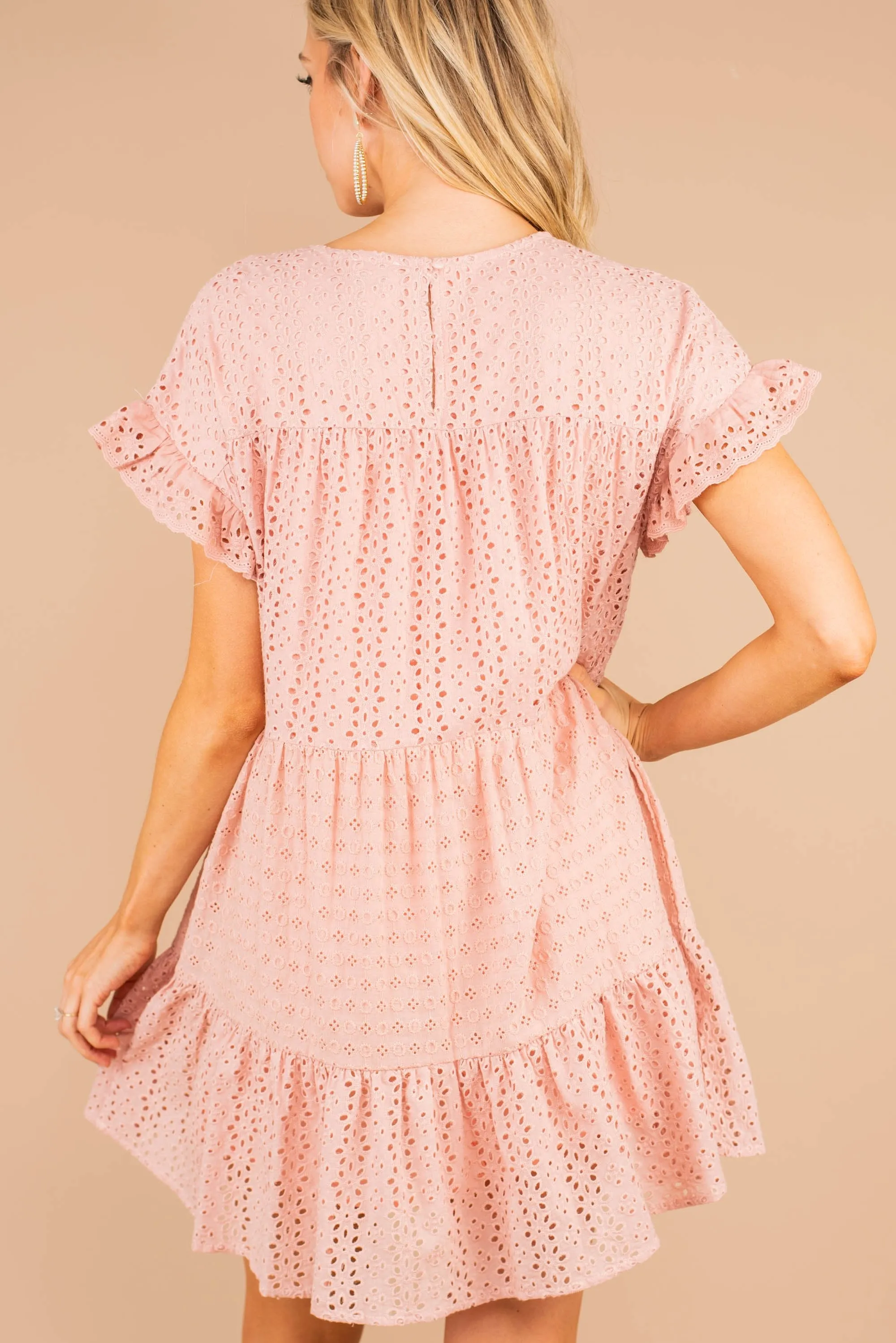 Talk About Sweet Blush Pink Eyelet Dress