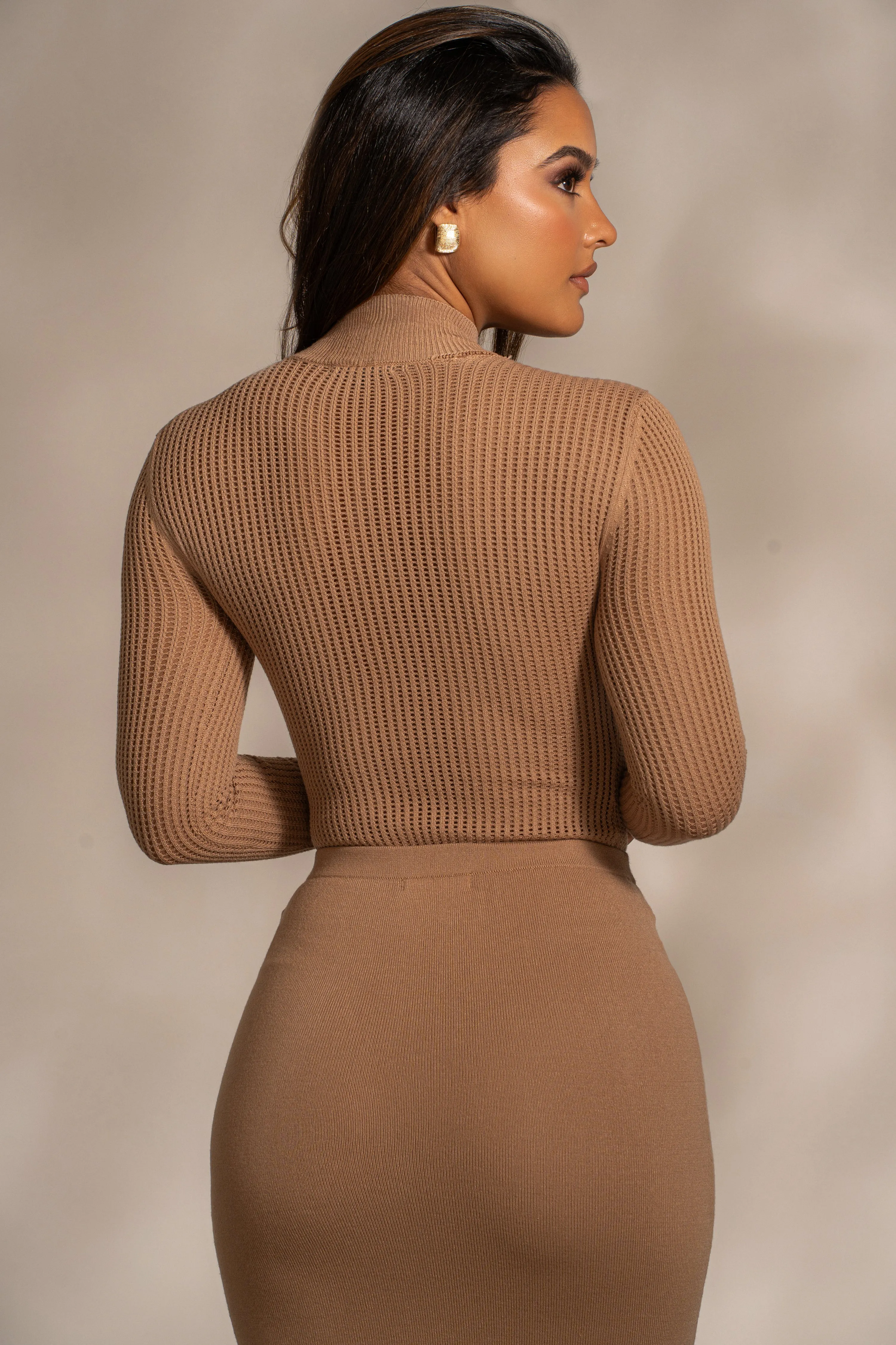 Tan Klaudette Knit Bodysuit