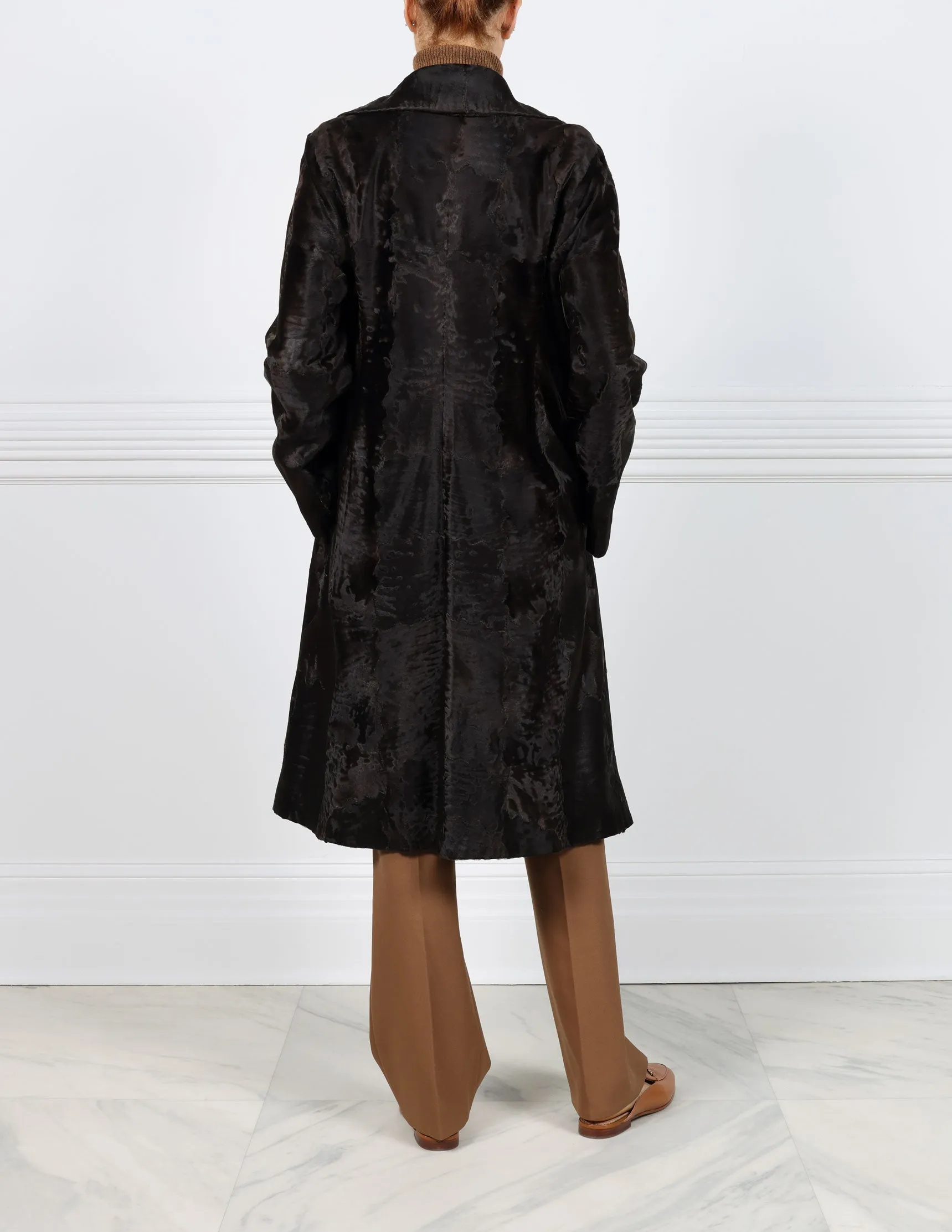 The Emmanuelle Broadtail Trench Coat in Dark Chocolate