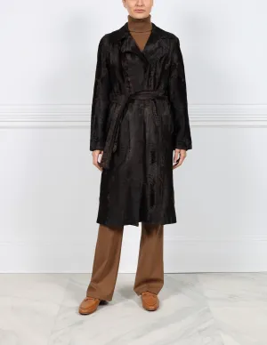 The Emmanuelle Broadtail Trench Coat in Dark Chocolate