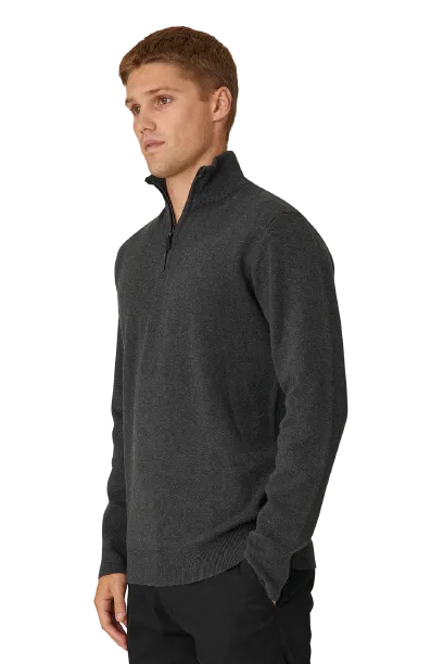 The Lakewood Zip Neck Sweater - Charcoal