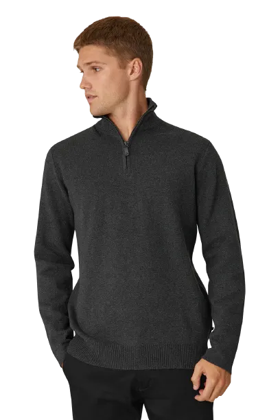 The Lakewood Zip Neck Sweater - Charcoal