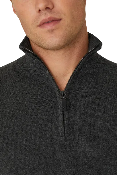 The Lakewood Zip Neck Sweater - Charcoal