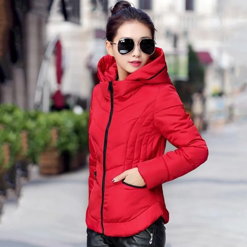 Thick Parka Cotton Hooded Fur Collar Short Winter Coat