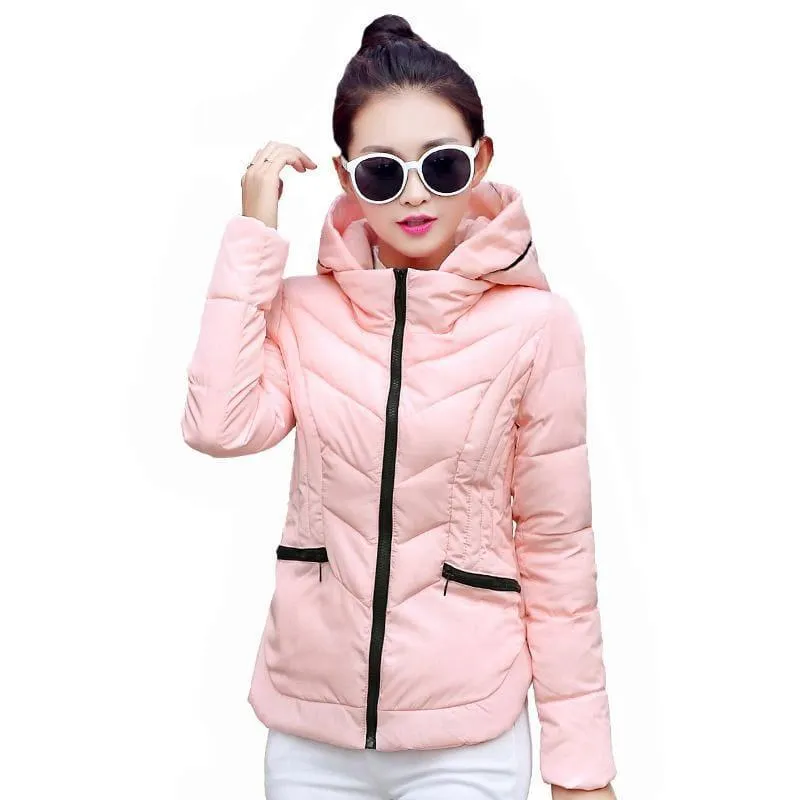 Thick Parka Cotton Hooded Fur Collar Short Winter Coat