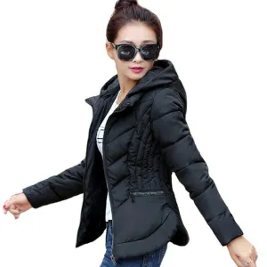 Thick Parka Cotton Hooded Fur Collar Short Winter Coat