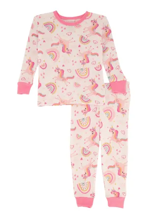 Toddler Girls Graphic Thermal Top and Pants Set