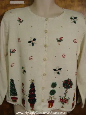 Ugly Christmas Jumper Cardigan with Padded Shoulders