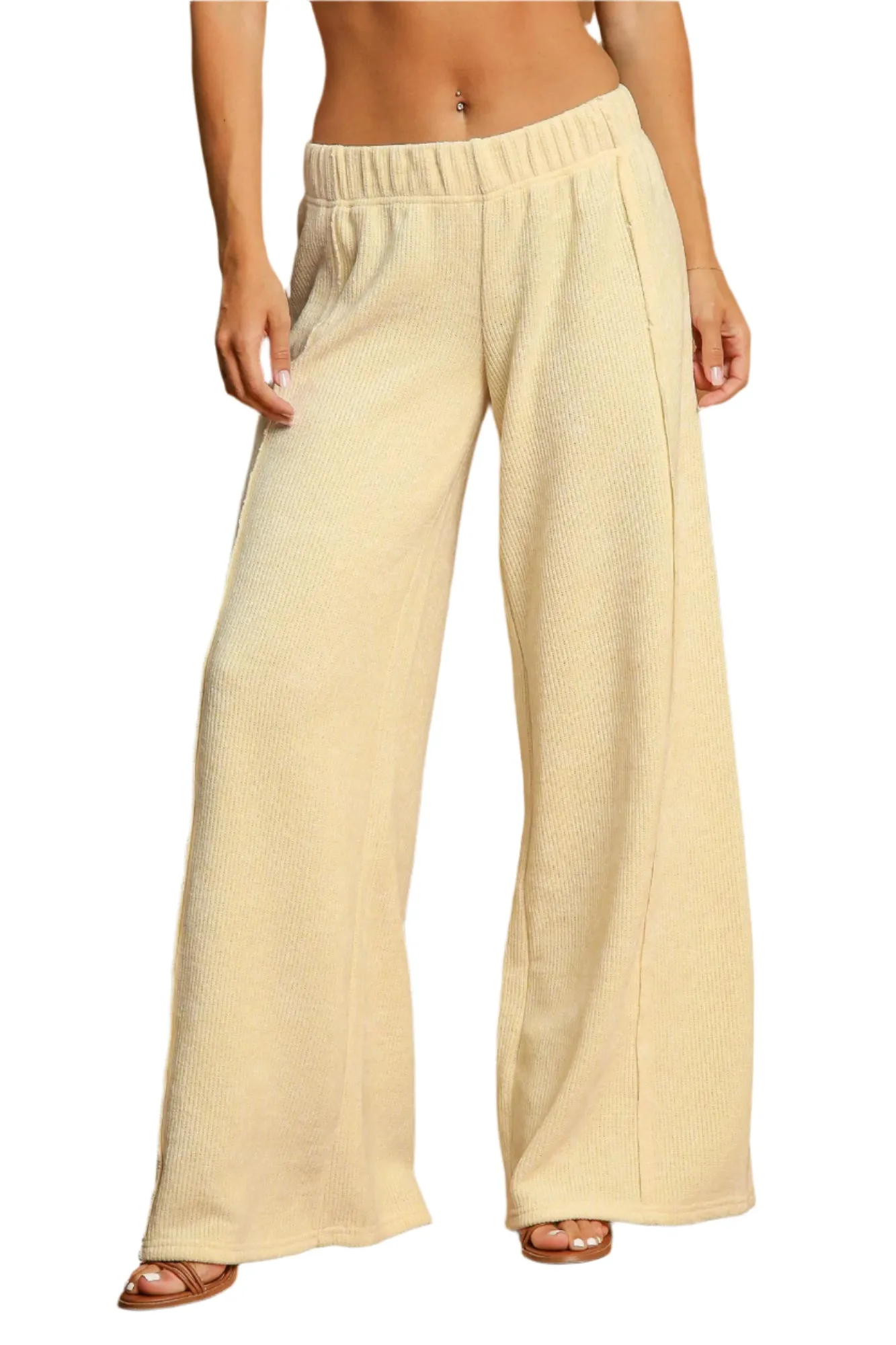 Umgee Elastic Waist Wide Leg Pants