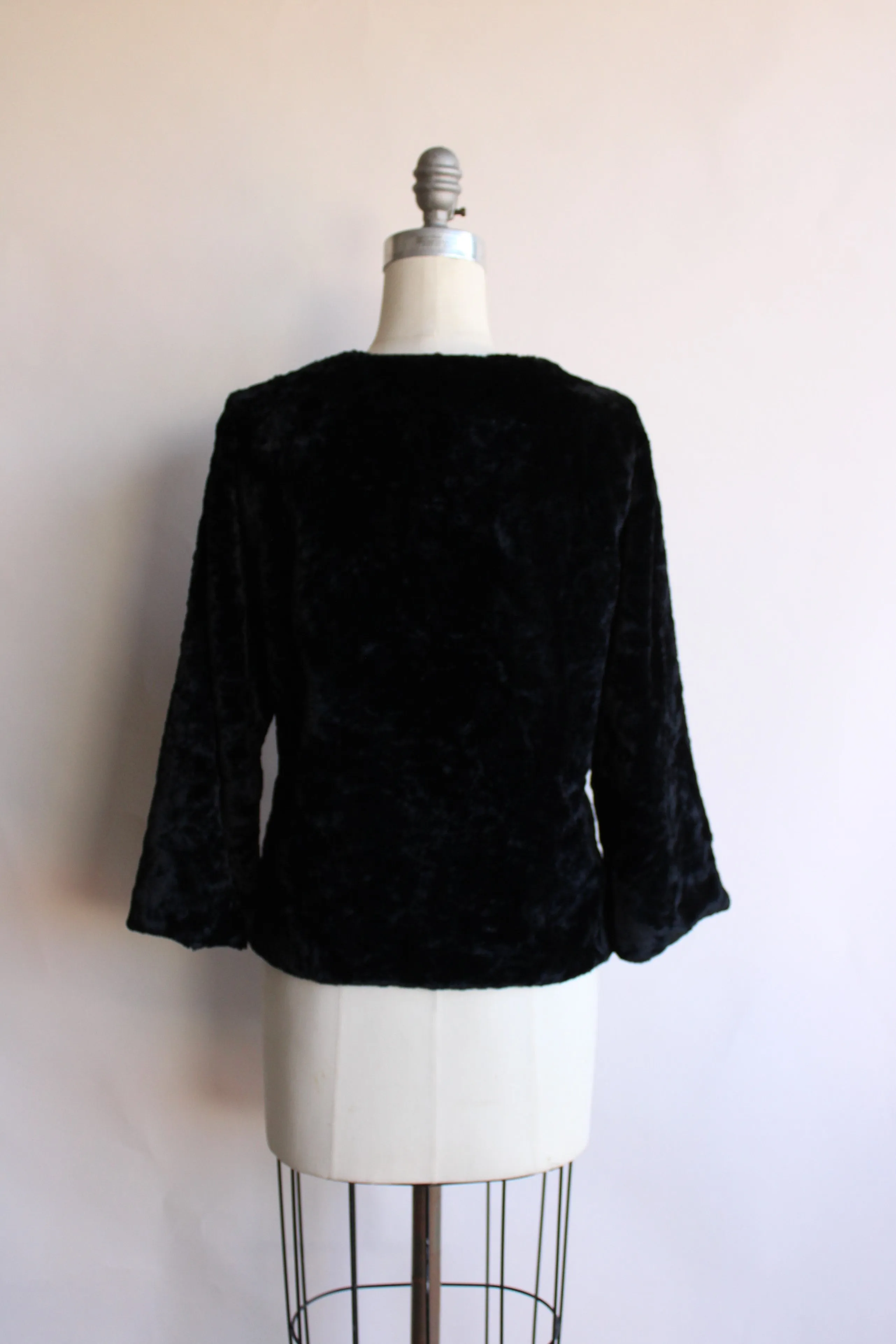 Vintage 1960s Black Faux Fur Short Jacket