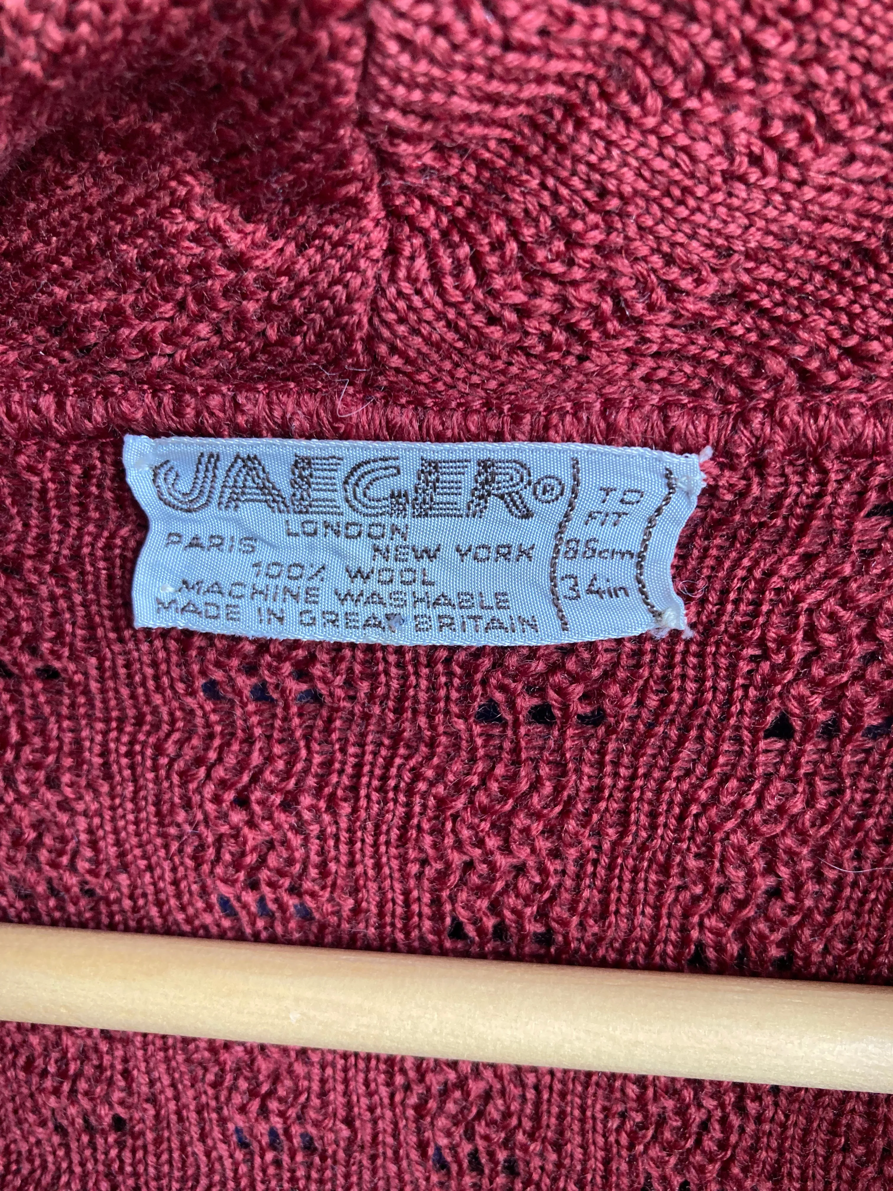 Vintage Jaeger Wool Rust long Sleeved Cardigan UK Size 10