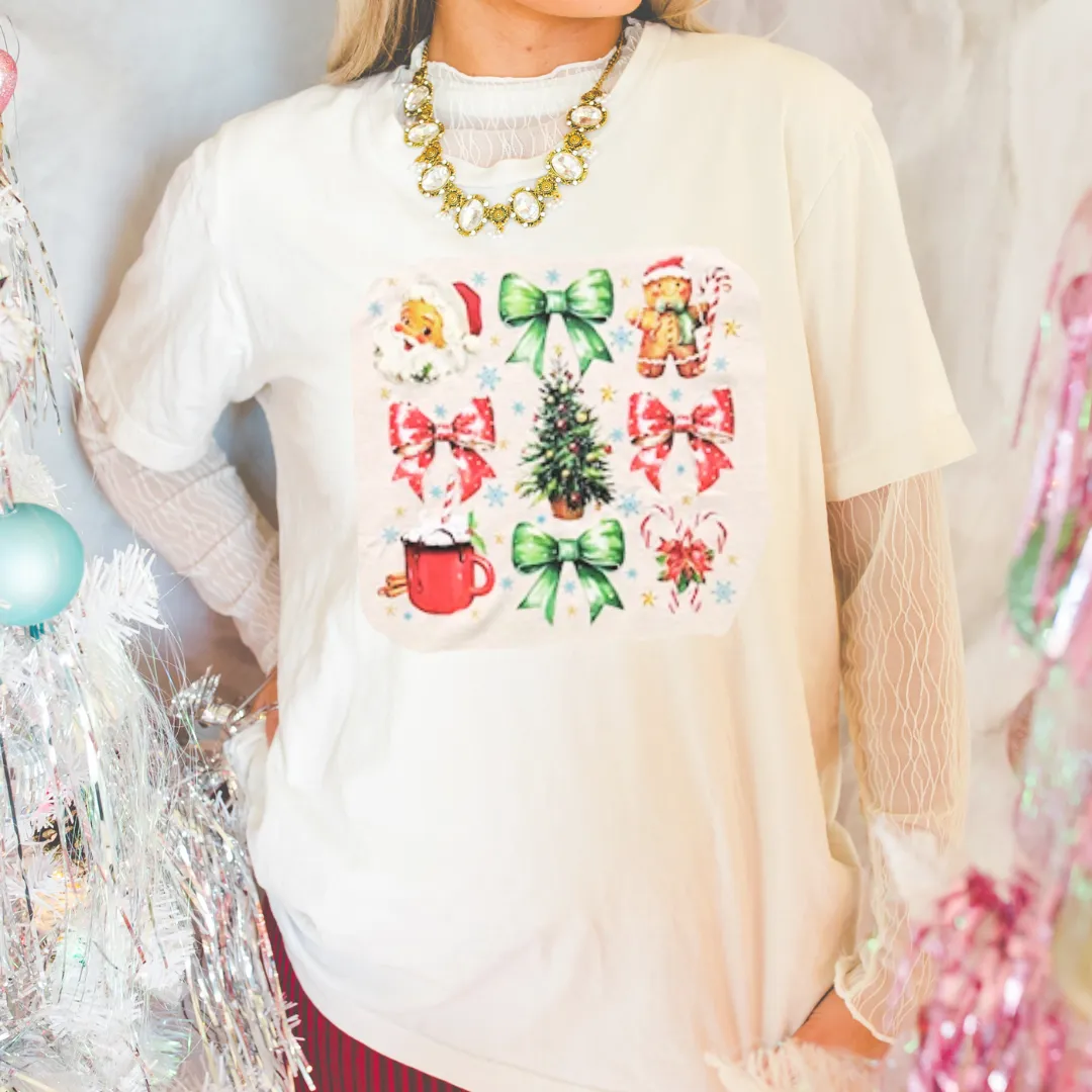 Vintage-Style Christmas Bows Graphic Tee