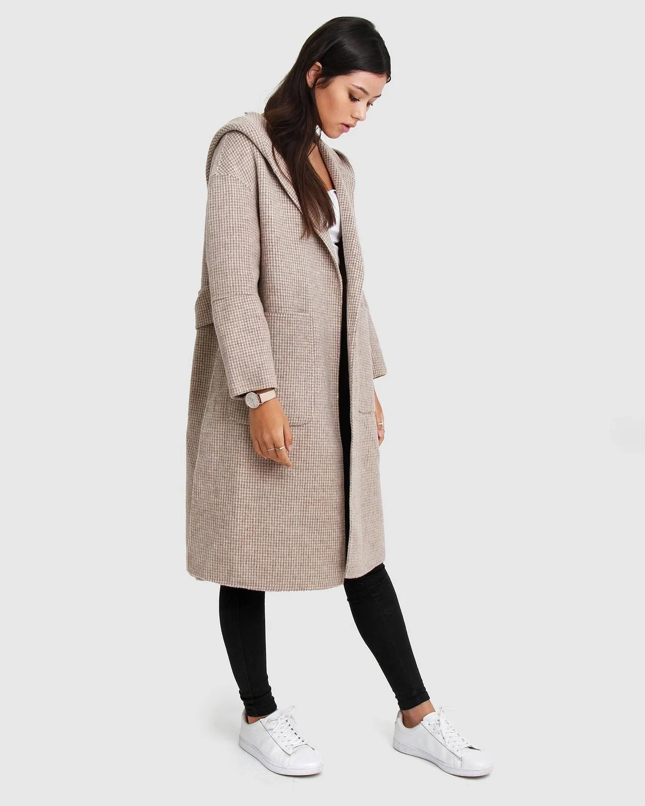 Walk This Way Wool Blend Oversized Coat - Beige