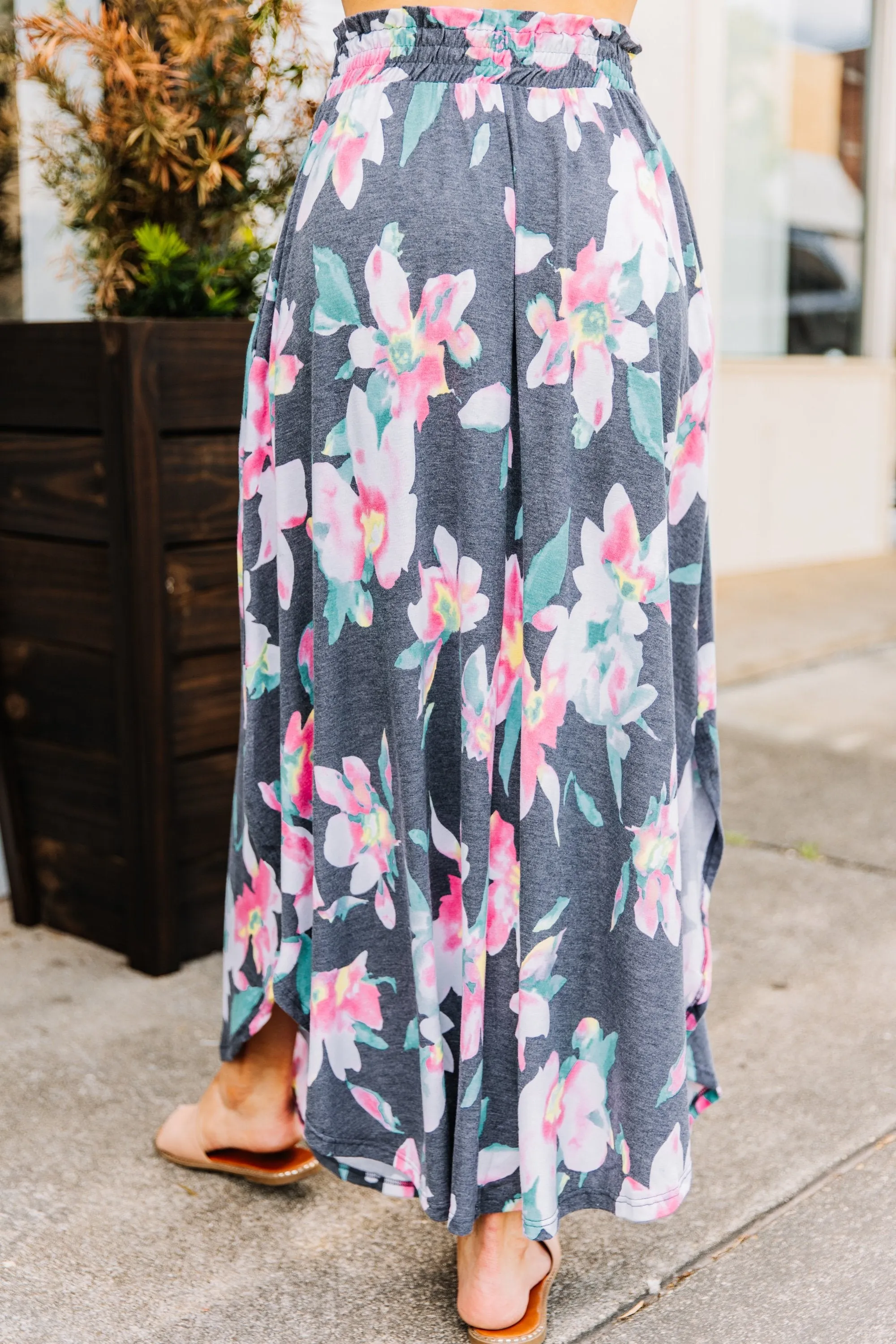 What A Lovely Life Navy Blue Floral Maxi Skirt