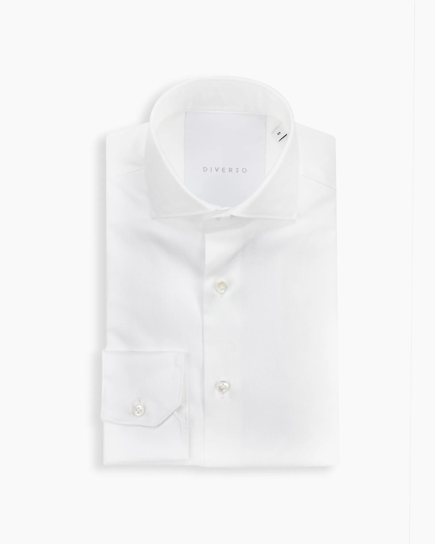 White Herringbone Luxury Easy-Care Shirt