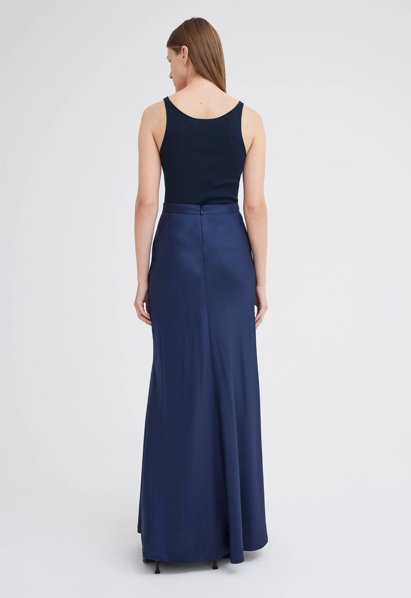 Wick Silk Maxi Skirt - Skipper Blue