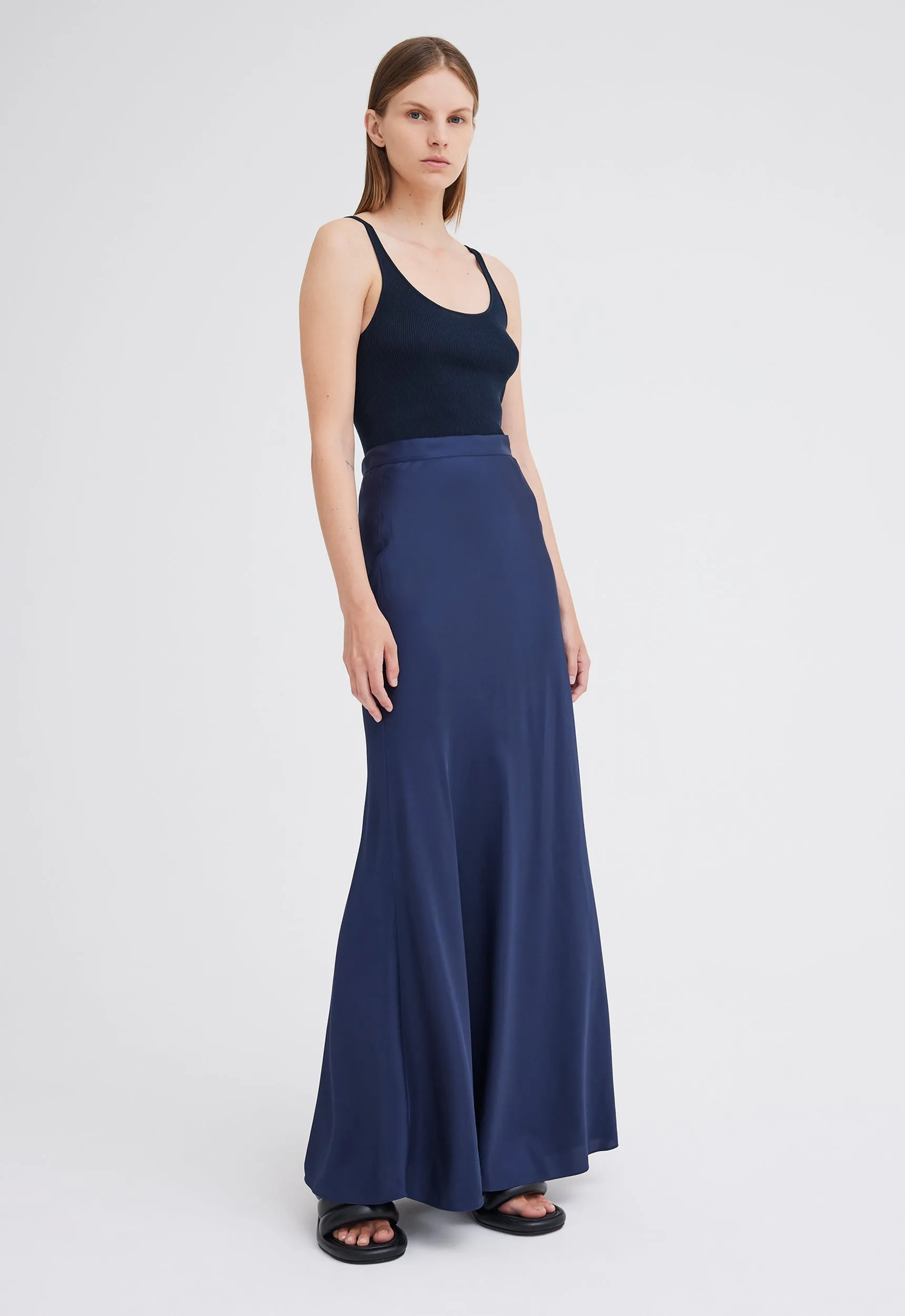 Wick Silk Maxi Skirt - Skipper Blue