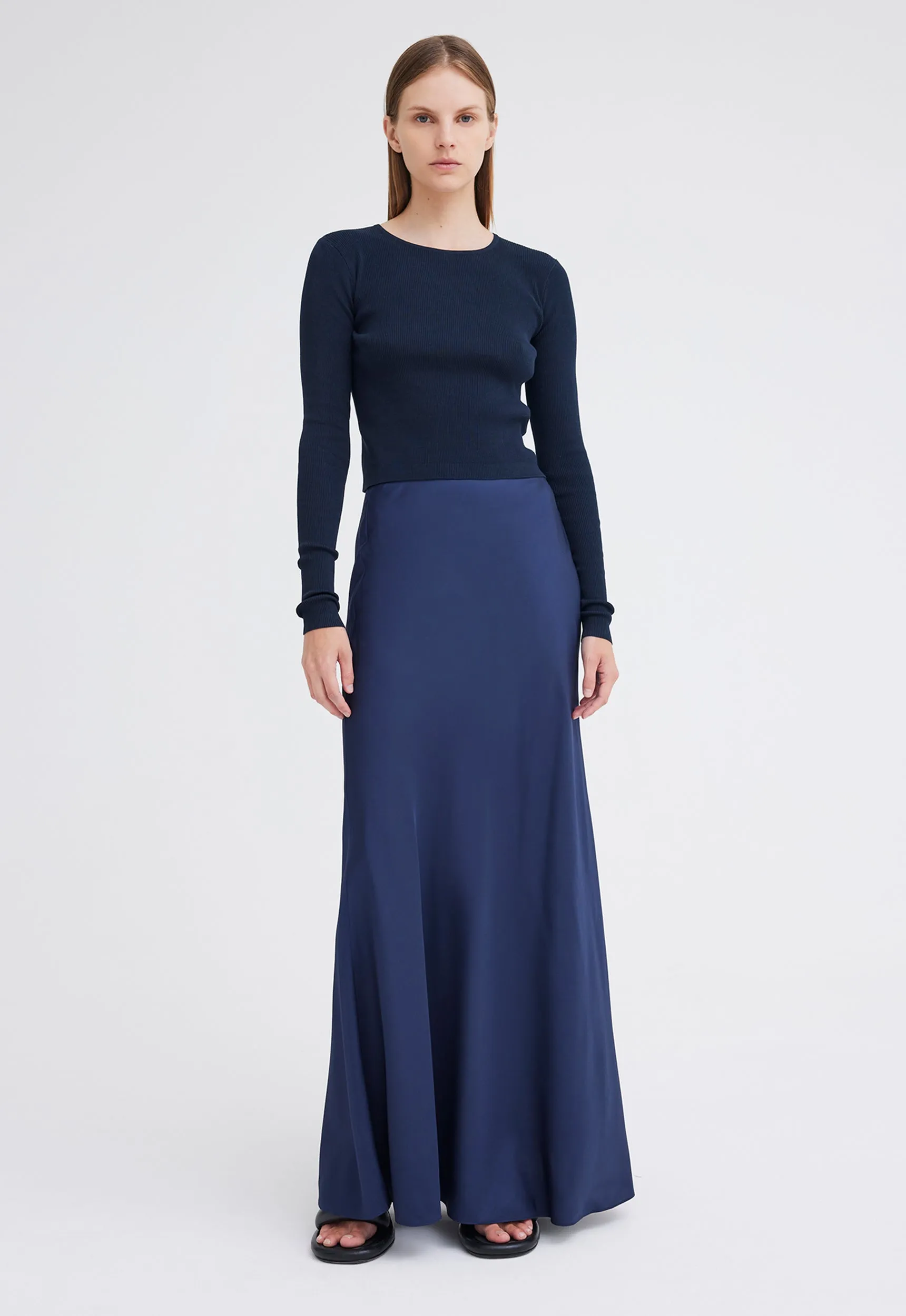 Wick Silk Maxi Skirt - Skipper Blue