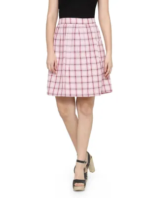 Women Checkered Above Knee Length Skirt