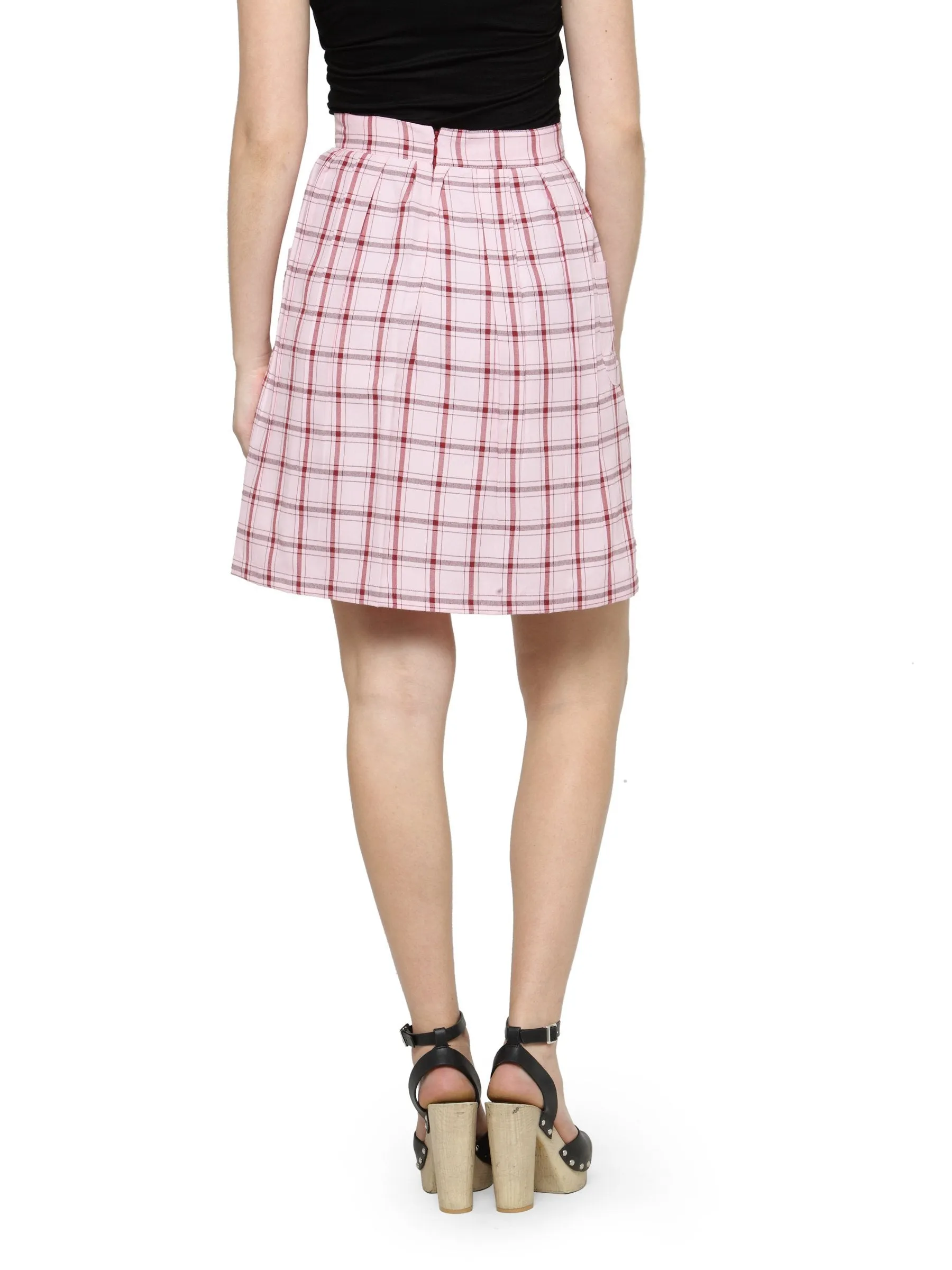 Women Checkered Above Knee Length Skirt