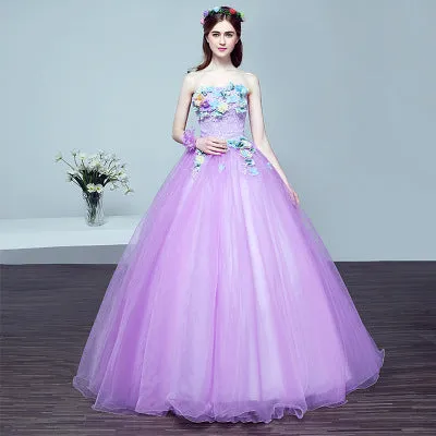 Women Long Solid Colored Skirt Thin Flower Decorated Wedding Dress - WWD83157