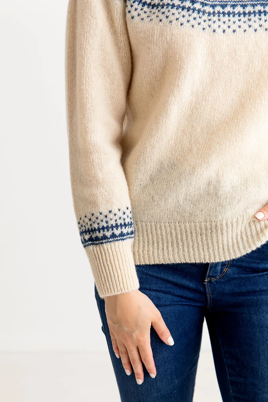 Womens Aviemore Yoke Fair Isle Jumper - cream