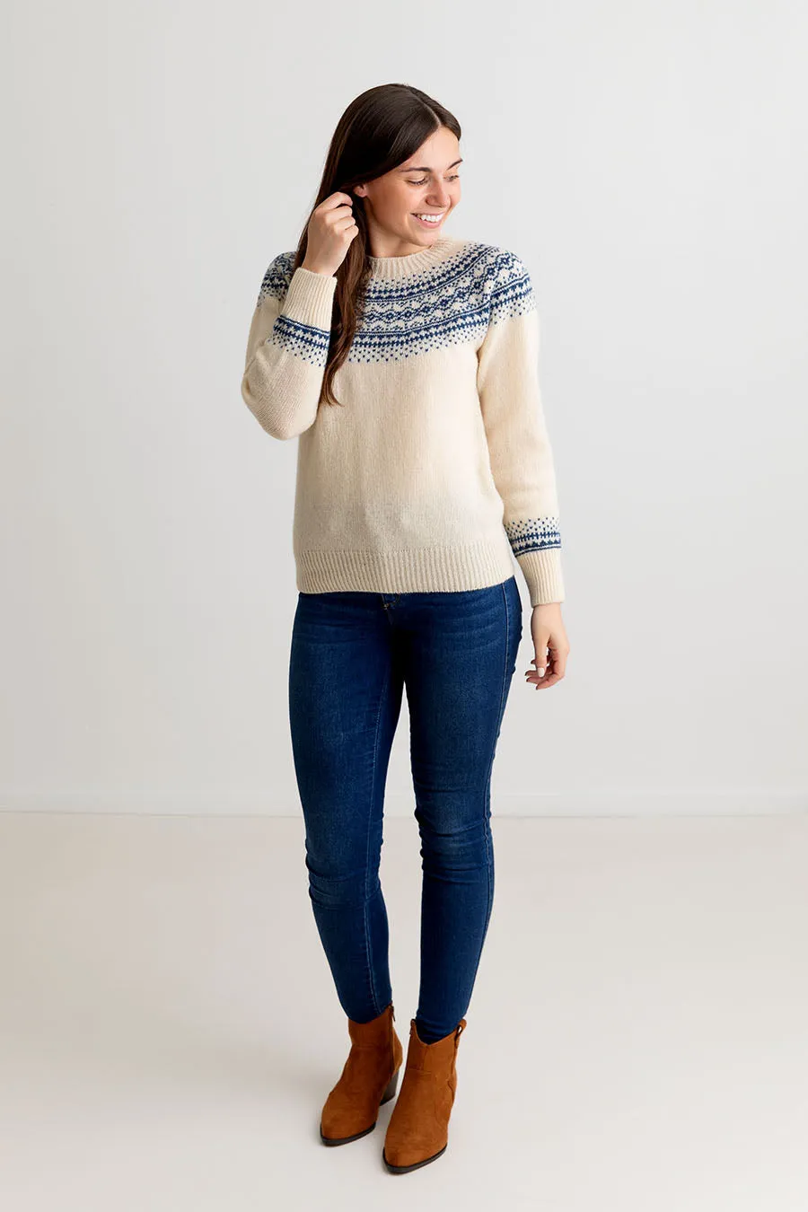 Womens Aviemore Yoke Fair Isle Jumper - cream